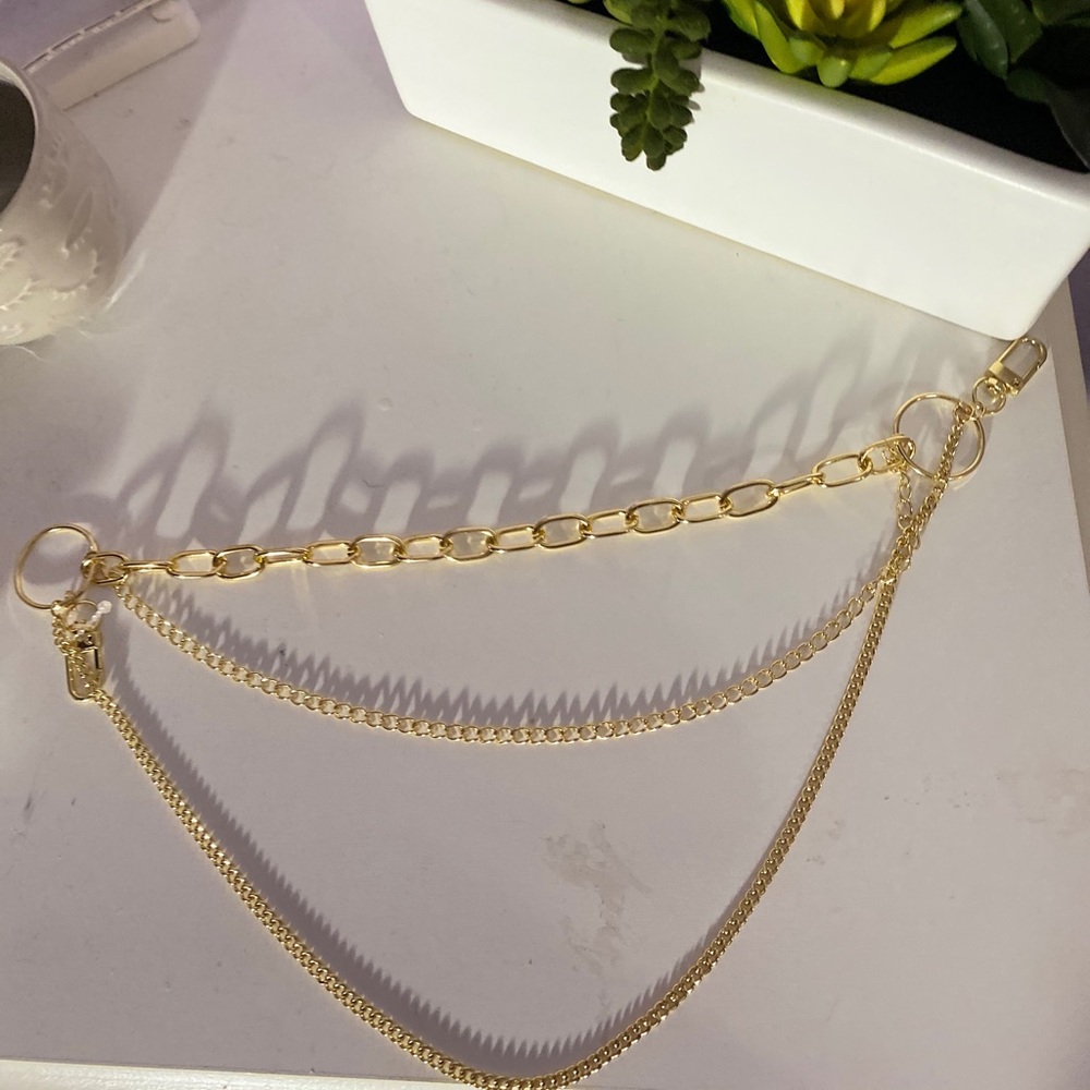 layered gold chain belt